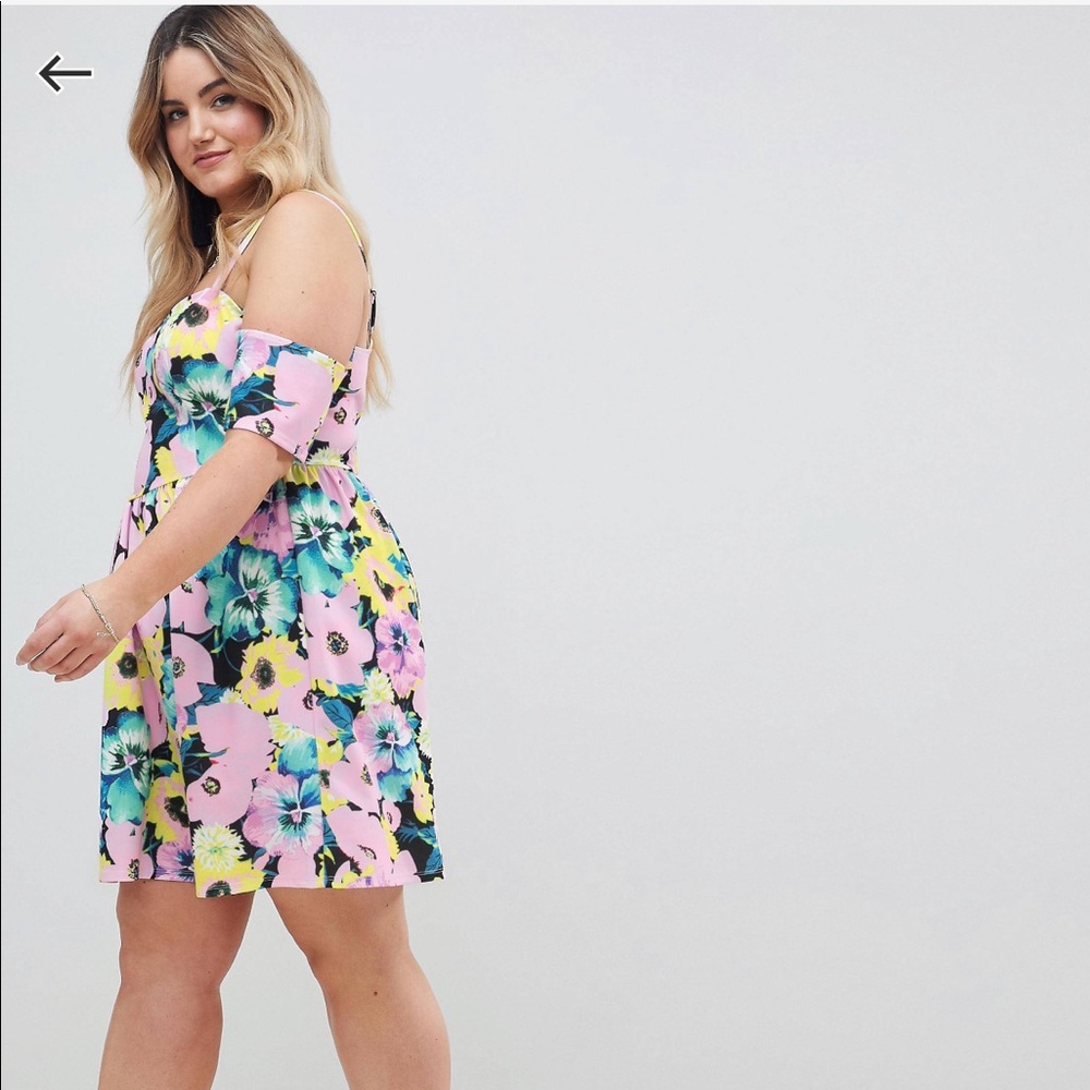 Cold Shoulder Floral Print Dress